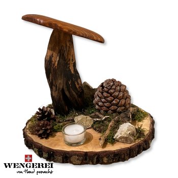 Pilz-Landschaft auf Holzscheibe (Variante B)